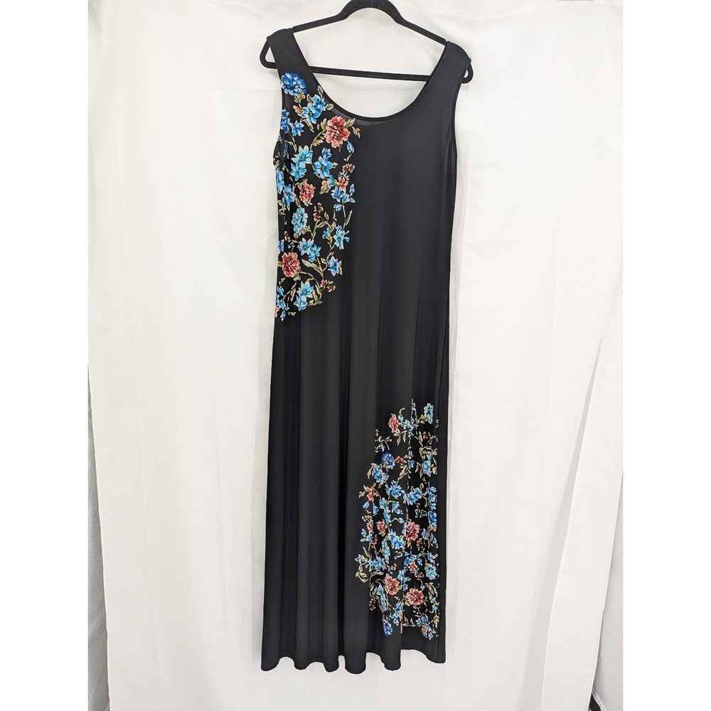Glamour Women's Black Maxi Dress Size‎ 16 Floral Polyester Spandex